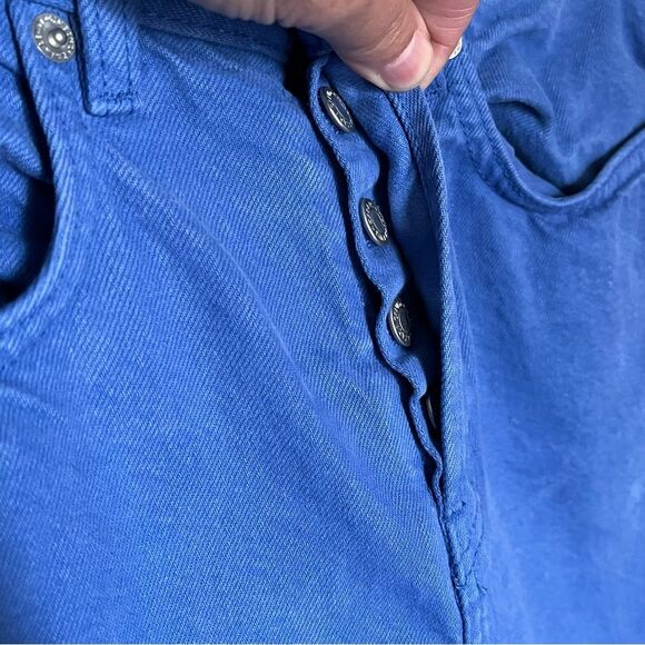 Zara Royal Blue Denim Button Fly Cropped Jeans Size 30 - Picture 7 of 9